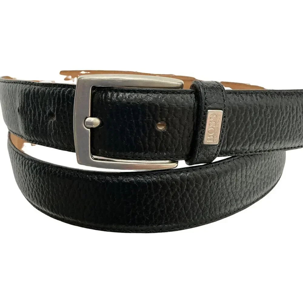 Hugo Boss Italy Germany Black Genuine Leather Dress Belt Men’s Size 34